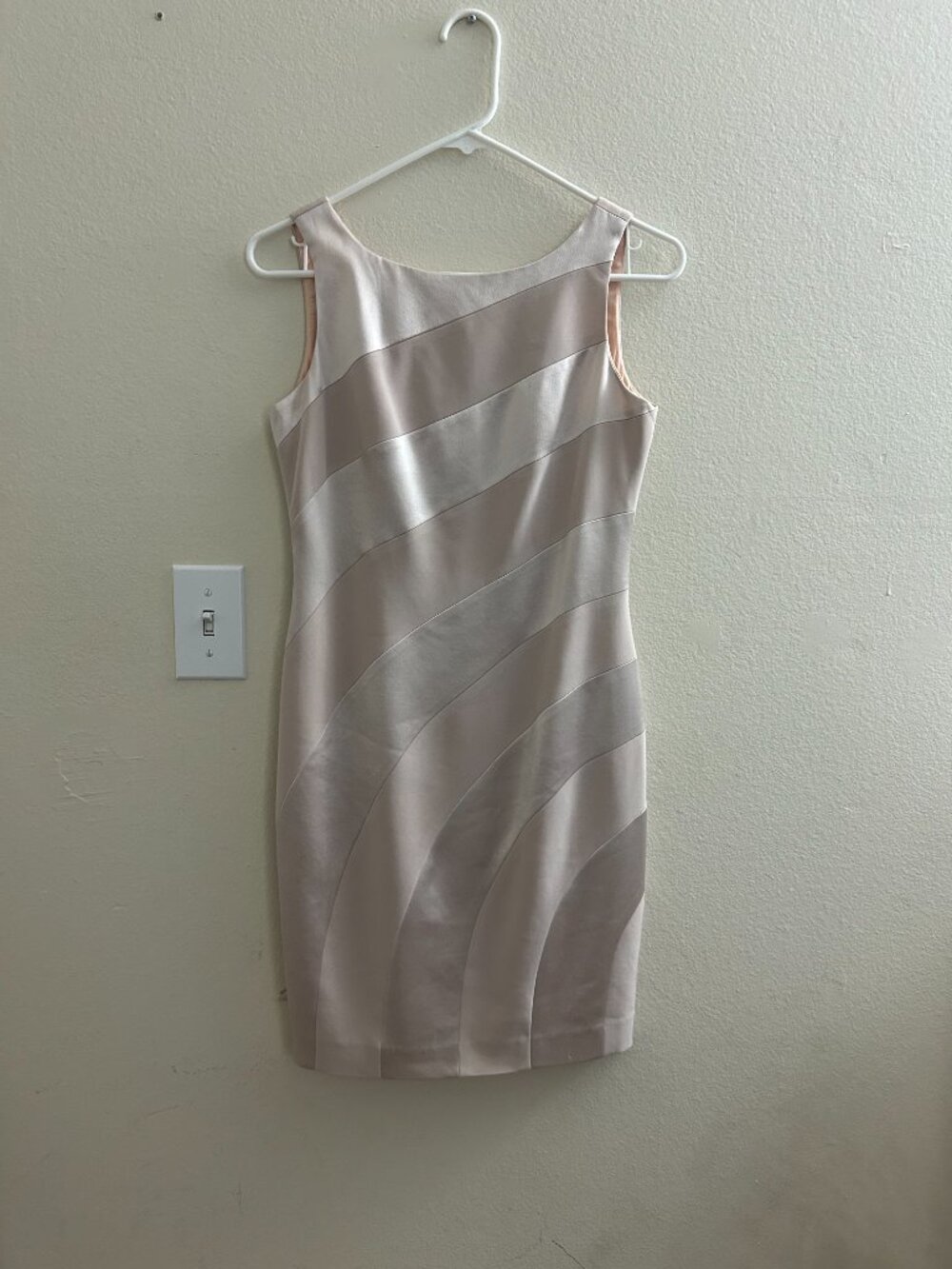 Vintage 90s Kenar Ann Tjian Satin Swirl Panel Sheath Cocktail Dress 4 Petite